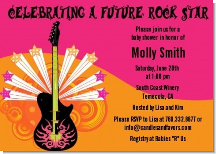 Future Rock Star Girl - Baby Shower Invitations