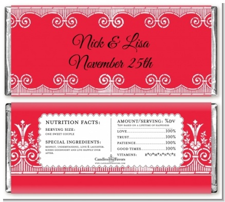 Love is Blooming Red - Personalized Bridal Shower Candy Bar Wrappers