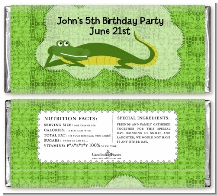 Gator - Personalized Birthday Party Candy Bar Wrappers