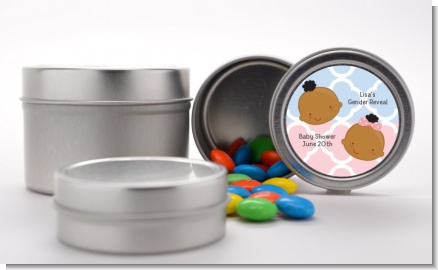 Gender Reveal African American - Custom Baby Shower Favor Tins