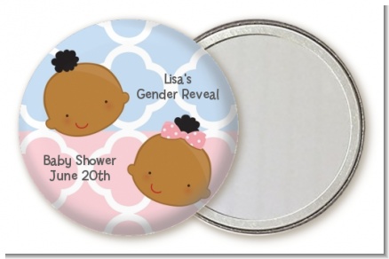 Gender Reveal African American - Personalized Baby Shower Pocket Mirror Favors