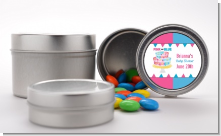 Gender Reveal Cake - Custom Baby Shower Favor Tins