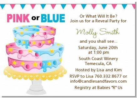 Gender Reveal Cake - Baby Shower Invitations