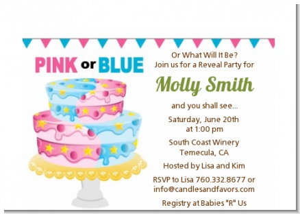 Gender Reveal Cake - Baby Shower Petite Invitations