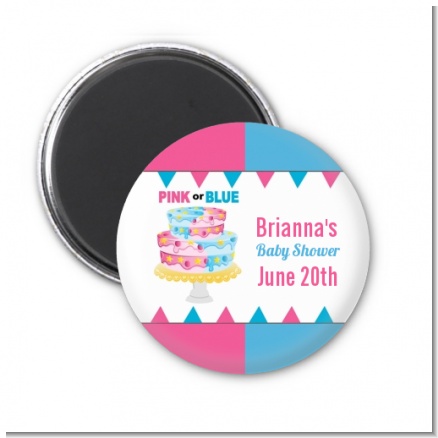 Gender Reveal Cake - Personalized Baby Shower Magnet Favors