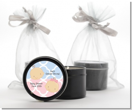 Gender Reveal - Baby Shower Black Candle Tin Favors