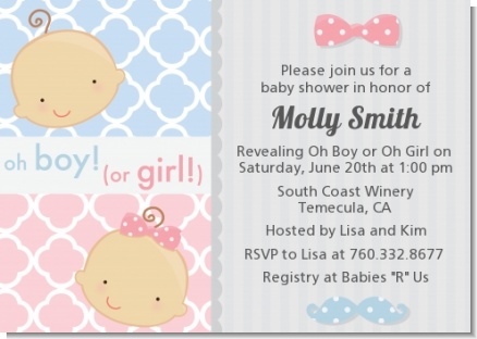 Gender Reveal - Baby Shower Invitations