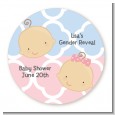 Gender Reveal - Round Personalized Baby Shower Sticker Labels thumbnail