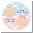 Gender Reveal - Round Personalized Baby Shower Sticker Labels thumbnail