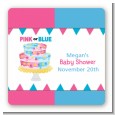 Gender Reveal Cake - Square Personalized Baby Shower Sticker Labels thumbnail