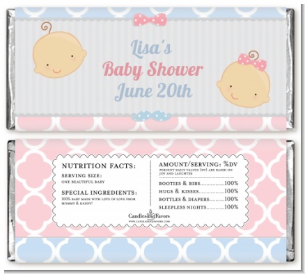 Gender Reveal - Personalized Baby Shower Candy Bar Wrappers