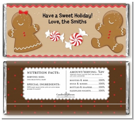 Gingerbread - Personalized Christmas Candy Bar Wrappers