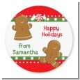 Gingerbread - Round Personalized Christmas Sticker Labels thumbnail