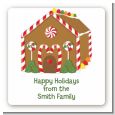 Gingerbread House - Square Personalized Christmas Sticker Labels thumbnail