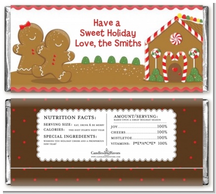 Gingerbread House - Personalized Christmas Candy Bar Wrappers