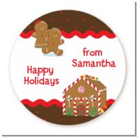 Gingerbread House - Round Personalized Christmas Sticker Labels