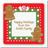 Gingerbread Party - Square Personalized Christmas Sticker Labels