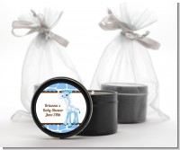 Giraffe Blue - Baby Shower Black Candle Tin Favors