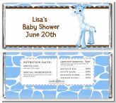 Giraffe Blue - Personalized Baby Shower Candy Bar Wrappers