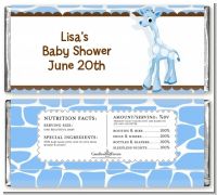 Giraffe Blue - Personalized Baby Shower Candy Bar Wrappers