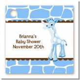 Giraffe Blue - Personalized Baby Shower Card Stock Favor Tags