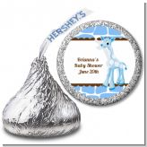 Giraffe Blue - Hershey Kiss Baby Shower Sticker Labels