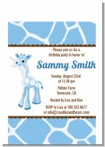 Giraffe Blue - Baby Shower Petite Invitations