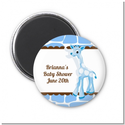 Giraffe Blue - Personalized Baby Shower Magnet Favors