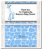 Giraffe Blue - Personalized Popcorn Wrapper Baby Shower Favors