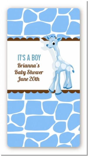 Giraffe Blue - Custom Rectangle Baby Shower Sticker/Labels