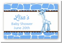 Giraffe Blue - Baby Shower Landscape Sticker/Labels