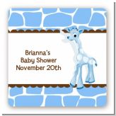 Giraffe Blue - Square Personalized Baby Shower Sticker Labels