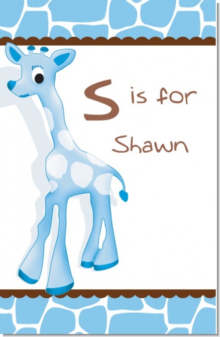 Giraffe Blue - Personalized Baby Shower Nursery Wall Art