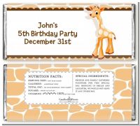 Giraffe Brown - Personalized Birthday Party Candy Bar Wrappers