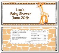 Giraffe Brown - Personalized Baby Shower Candy Bar Wrappers