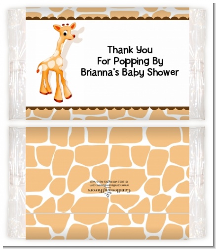 Giraffe Brown - Personalized Popcorn Wrapper Baby Shower Favors