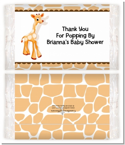 Giraffe Brown - Personalized Popcorn Wrapper Baby Shower Favors