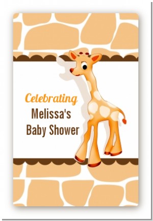 Giraffe Brown - Custom Large Rectangle Baby Shower Sticker/Labels
