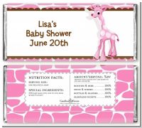 Giraffe Pink - Personalized Baby Shower Candy Bar Wrappers