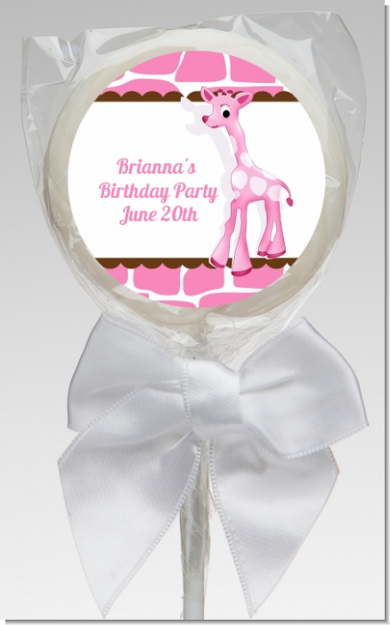 Giraffe Pink - Personalized Birthday Party Lollipop Favors