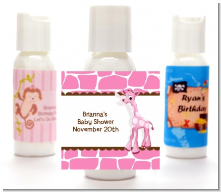 Giraffe Pink - Personalized Baby Shower Lotion Favors