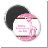 Giraffe Pink - Personalized Baby Shower Magnet Favors