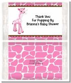 Giraffe Pink - Personalized Popcorn Wrapper Baby Shower Favors