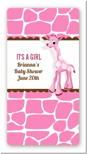 Giraffe Pink - Custom Rectangle Baby Shower Sticker/Labels