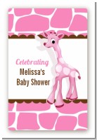 Giraffe Pink - Custom Large Rectangle Baby Shower Sticker/Labels