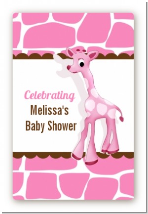 Giraffe Pink - Custom Large Rectangle Baby Shower Sticker/Labels