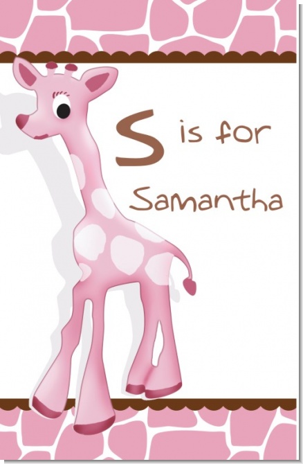 Giraffe Pink - Personalized Baby Shower Nursery Wall Art