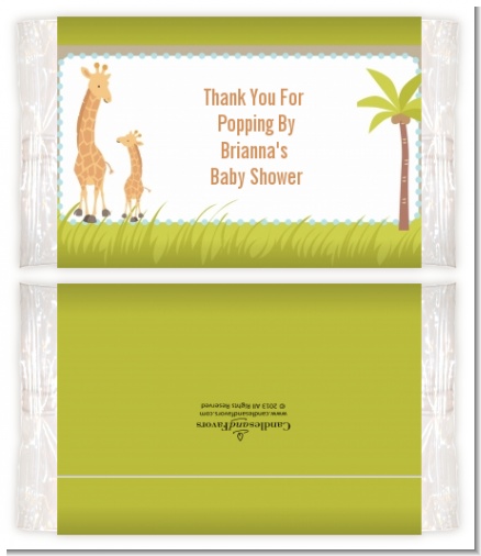 Giraffe - Personalized Popcorn Wrapper Baby Shower Favors