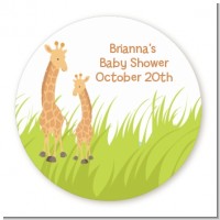 Giraffe - Round Personalized Baby Shower Sticker Labels