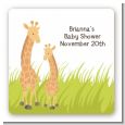 Giraffe - Square Personalized Baby Shower Sticker Labels thumbnail